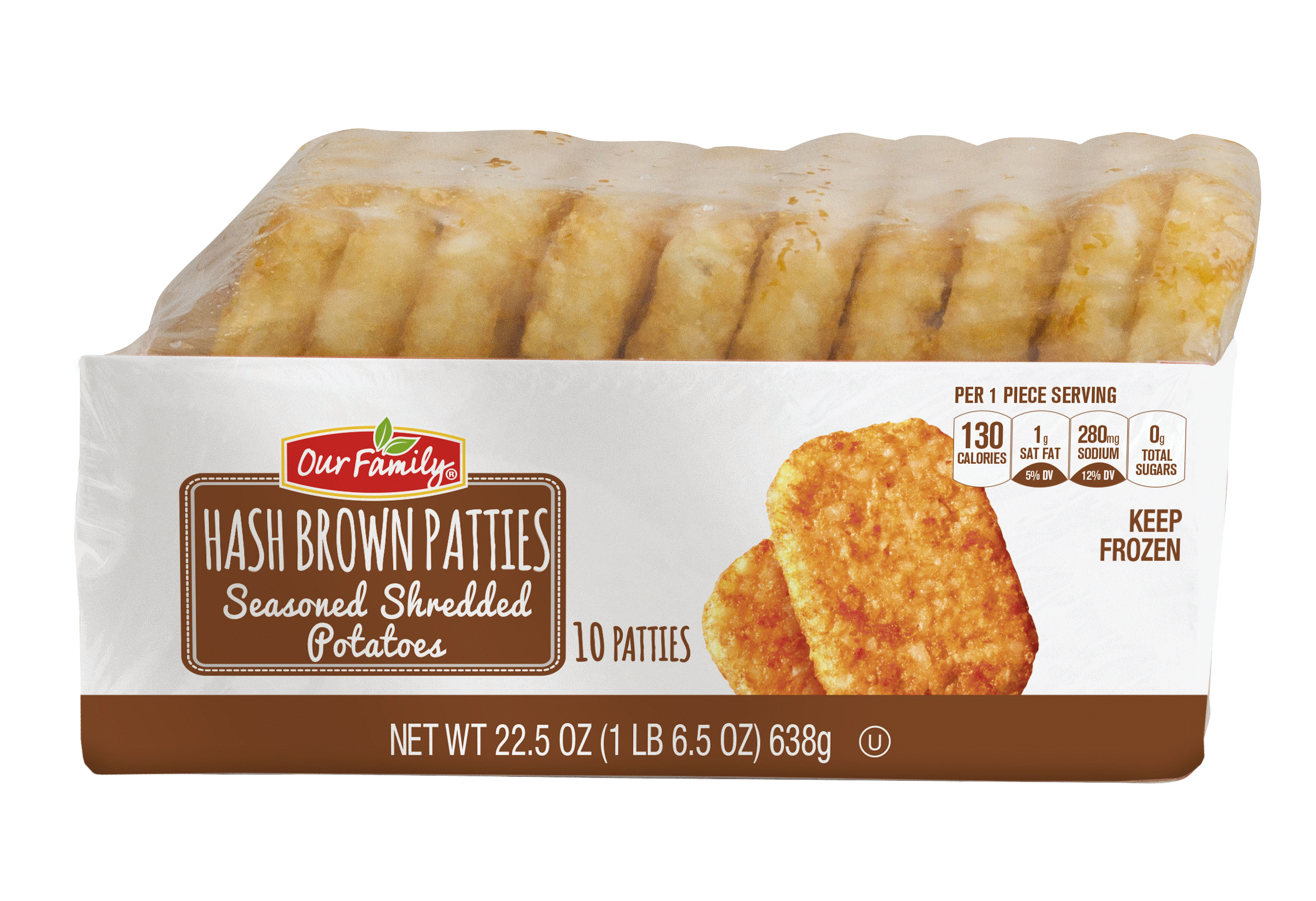 Our Family  hash brown patties, seasoned shredded potatoes, 10-count Full-Size Picture